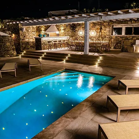 Splendid Mykonos Agape 5 Bedrooms Private Pool With Stunning Sea Views Outdoor Lounge Dining Area Hot Tub Villa Kalafatis